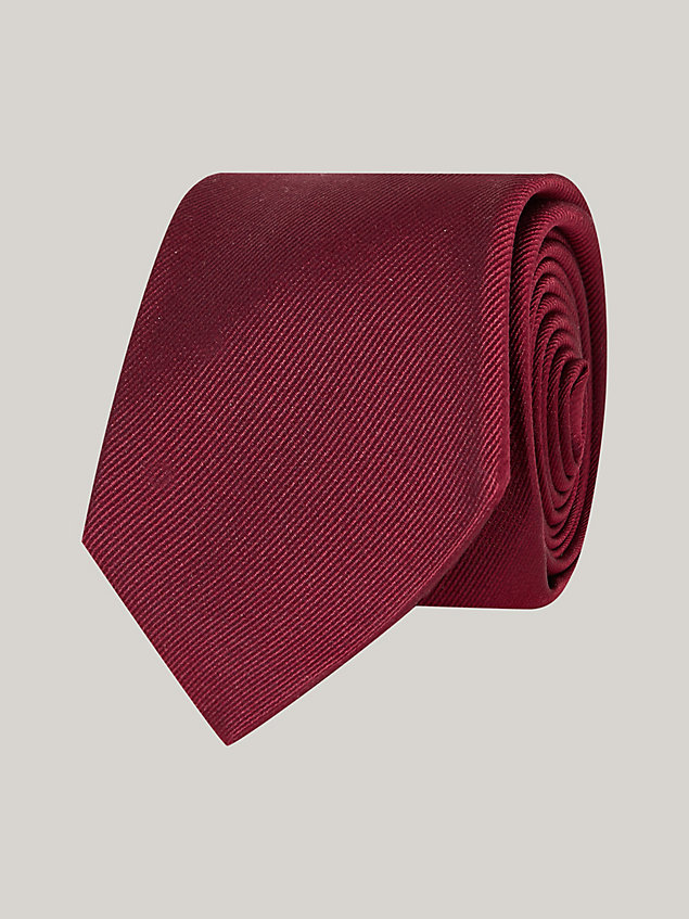 red pure silk plain weave tie for men tommy hilfiger