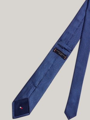 blue seidenkrawatte mit dezentem webmuster für herren - tommy hilfiger