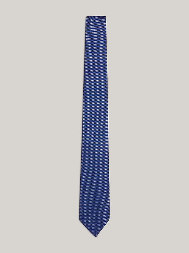 blue silk fine weave tie for men tommy hilfiger