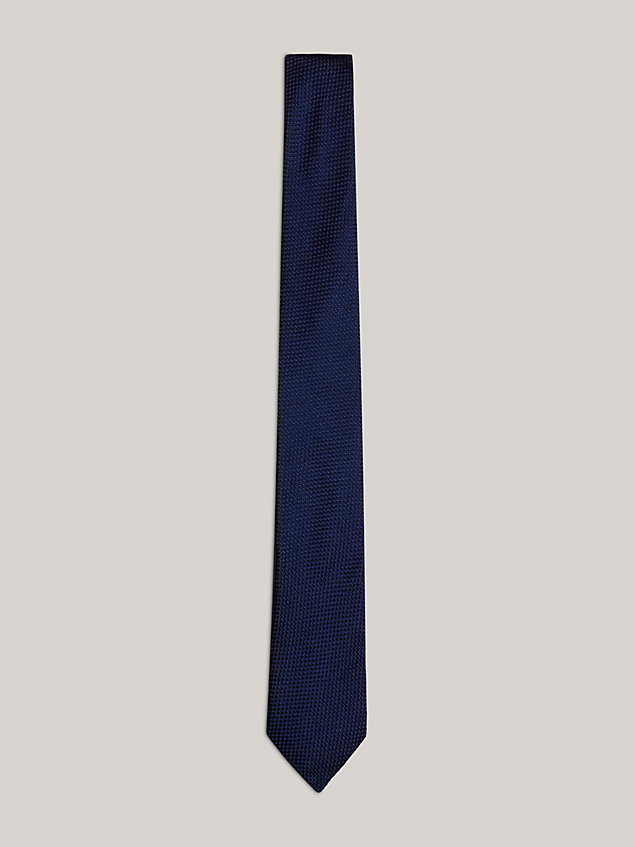 blue silk fine weave tie for men tommy hilfiger