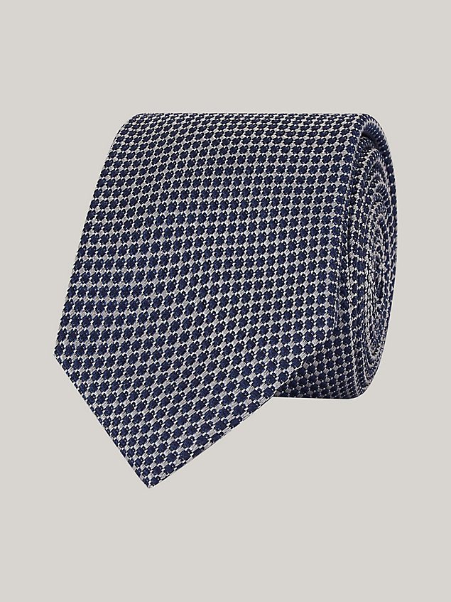 grey pure silk woven tie for men tommy hilfiger