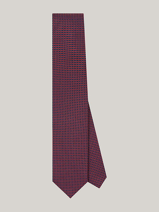 red pure silk woven tie for men tommy hilfiger