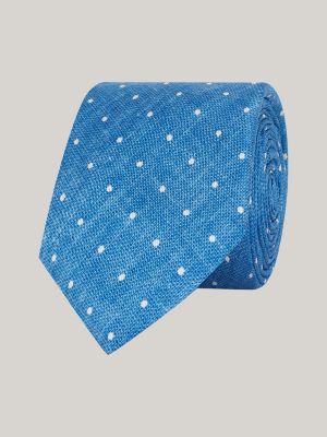 blue gepunktete krawatte aus reiner seide für herren - tommy hilfiger