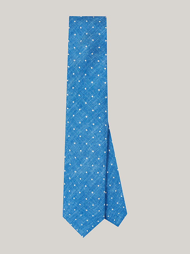 blue pure silk polka dot tie for men tommy hilfiger