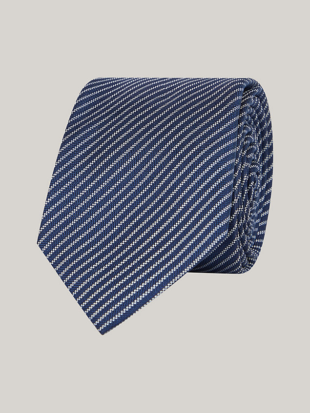 blue pure silk stripe tie for men tommy hilfiger