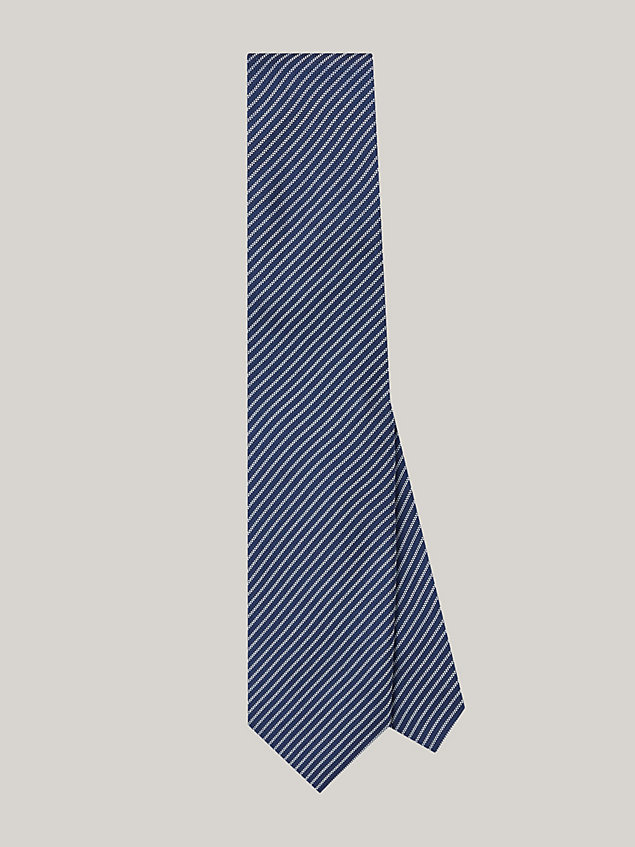 blue woven fine stripe silk tie for men tommy hilfiger