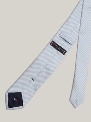 blue gewebte seidenkrawatte mit feinen streifen für herren - tommy hilfiger