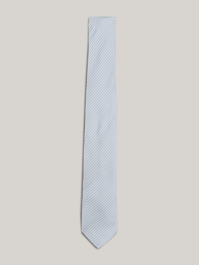 blue woven fine stripe silk tie for men tommy hilfiger