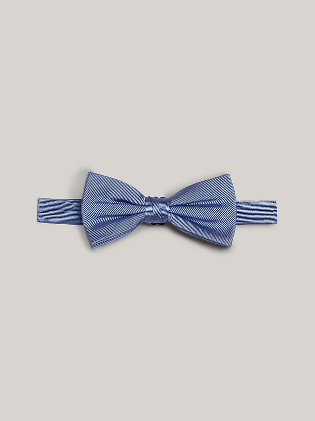 blue pure silk plain weave bow tie for men tommy hilfiger