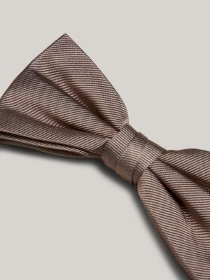 khaki pure silk plain weave bow tie for men tommy hilfiger