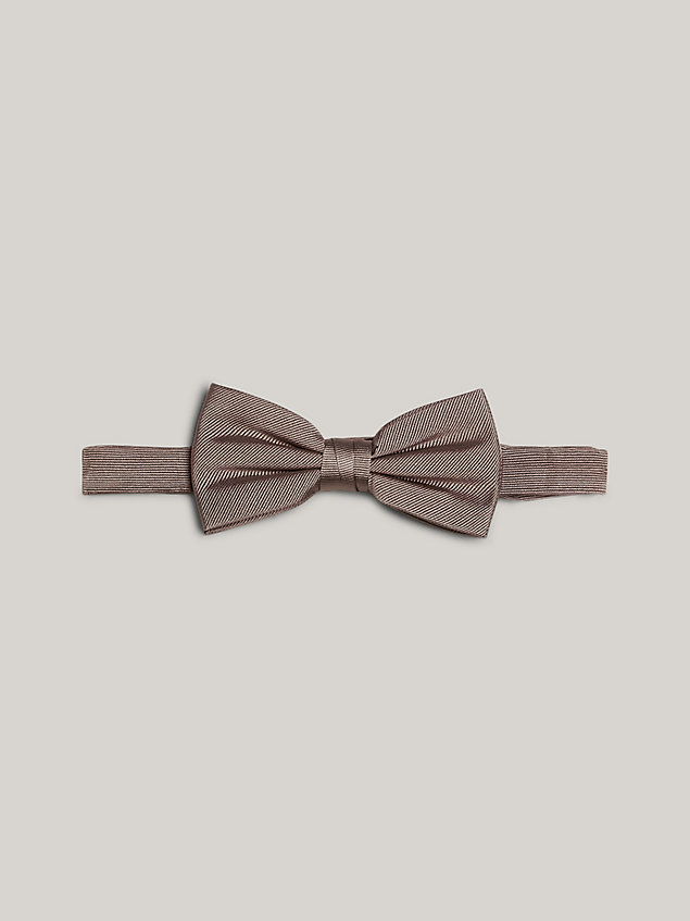 khaki pure silk plain weave bow tie for men tommy hilfiger