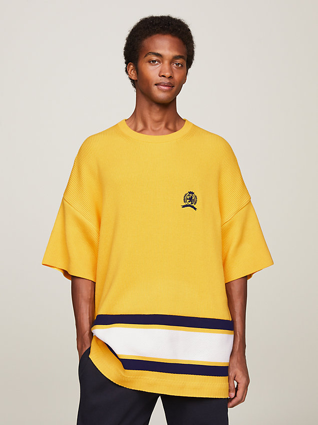 yellow crest oversized knitted t-shirt for men tommy hilfiger