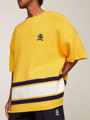 yellow crest oversized knitted t-shirt for men tommy hilfiger