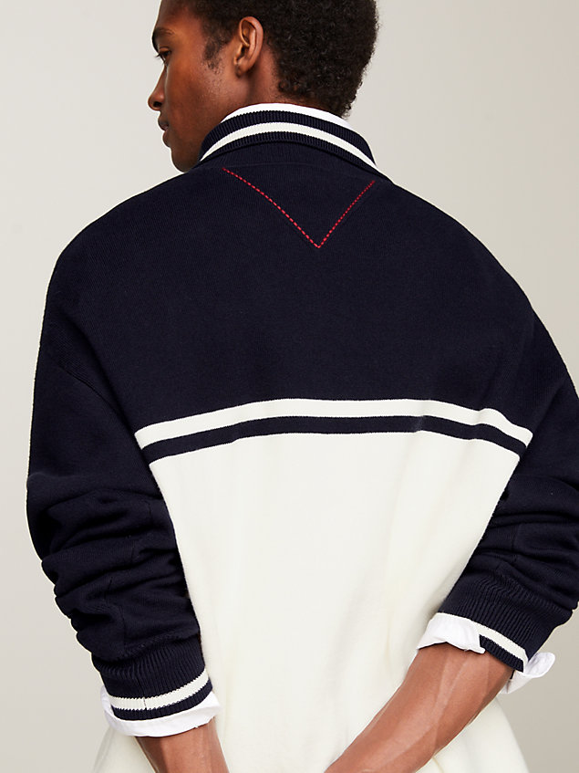 blue crest relaxed polo jumper for men tommy hilfiger