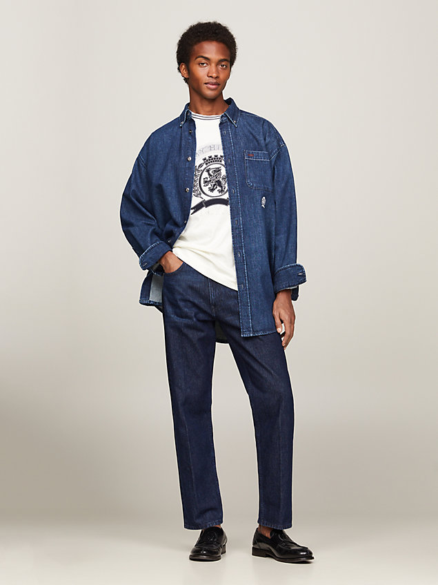 blue jeansy casual z wiskerami dla mężczyźni - tommy hilfiger