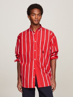 Crest Stripe Classic Fit Shirt | Red | Tommy Hilfiger