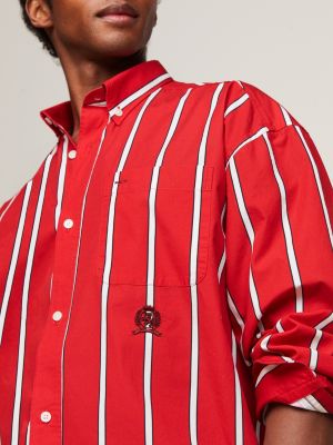 Buy TOMMY HILFIGER Red Mens Regular Fit Stripes Shirt