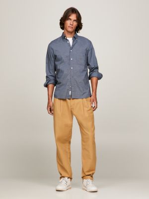 blue regular fit hemd mit hahnentrittmuster für herren - tommy hilfiger
