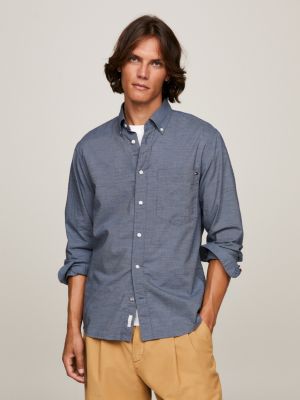 blue regular fit hemd mit hahnentrittmuster für herren - tommy hilfiger