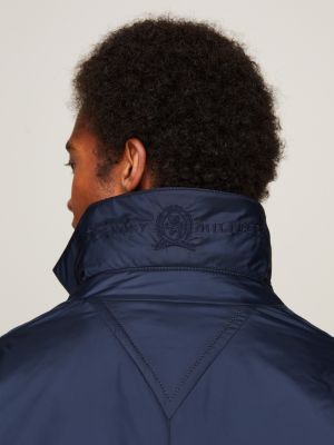 blue relaxed single breasted padded coat for men tommy hilfiger
