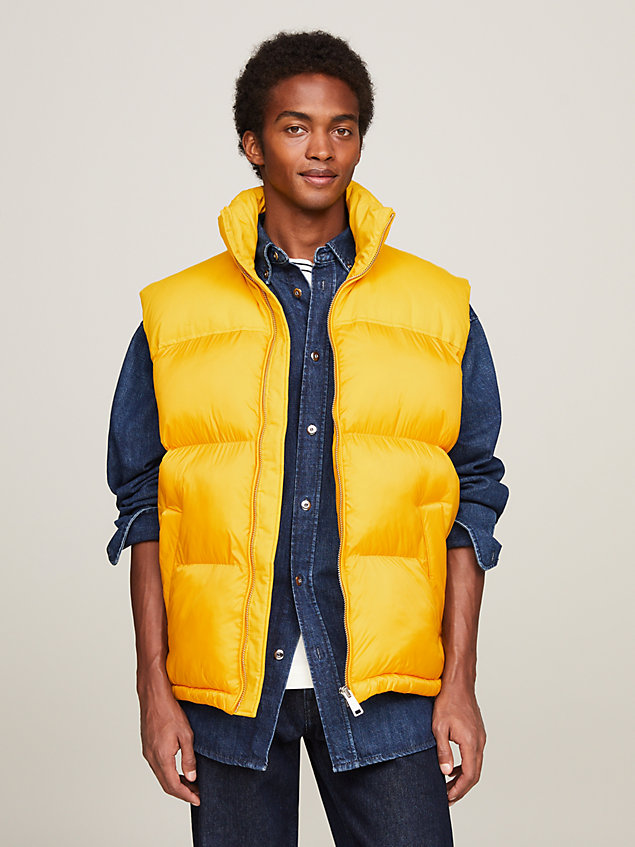 yellow th warm new york puffer gilet for men tommy hilfiger