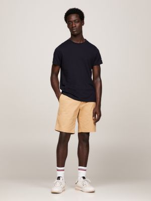 blue slim fit langarmshirt mit logo für herren - tommy hilfiger