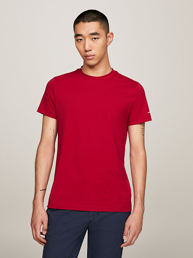 red logo sleeve slim fit t-shirt for men tommy hilfiger