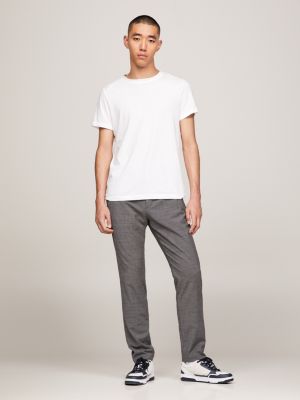 white slim fit langarmshirt mit logo für herren - tommy hilfiger