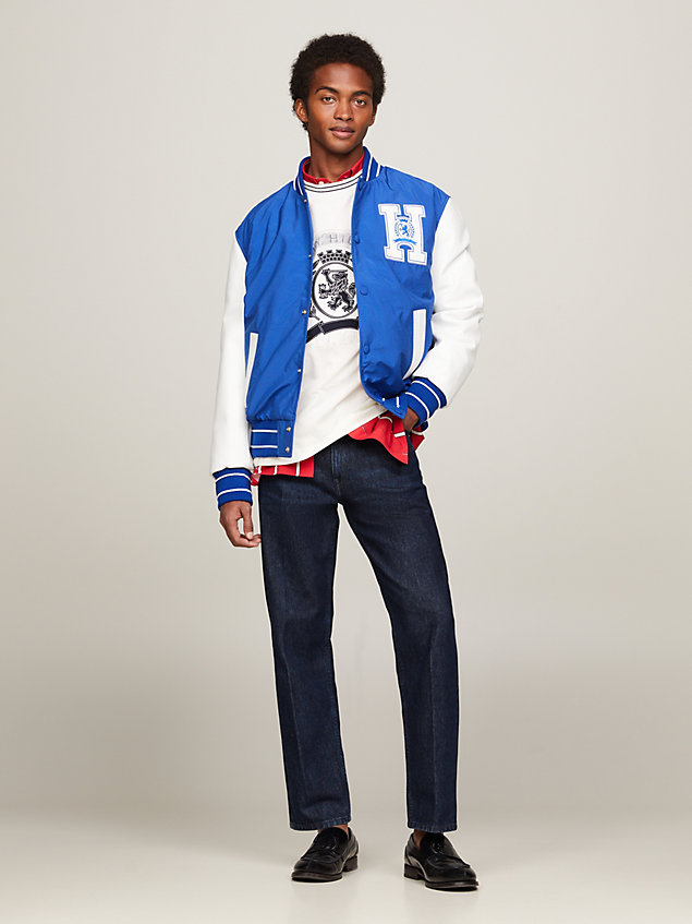giacca varsity relaxed fit con stemma blue da uomini tommy hilfiger