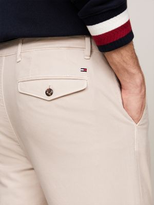 beige stretch cotton gabardine tapered chinos for men tommy hilfiger