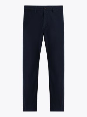 blue stretch cotton gabardine tapered chinos for men tommy hilfiger