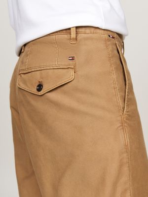 brown stretch cotton gabardine tapered chinos for men tommy hilfiger