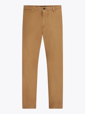 brown stretch cotton gabardine tapered chinos for men tommy hilfiger