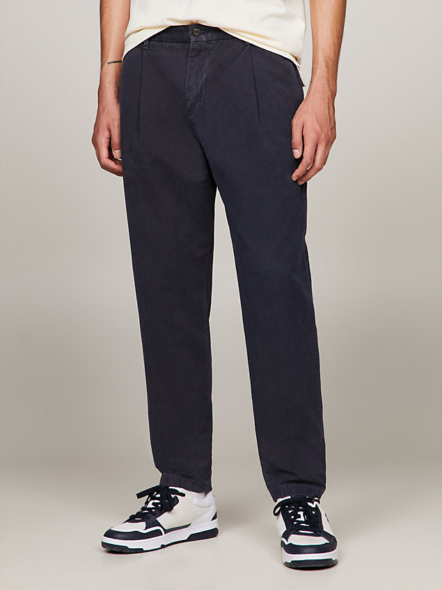 blue harlem dobby tapered fit chinos for men tommy hilfiger