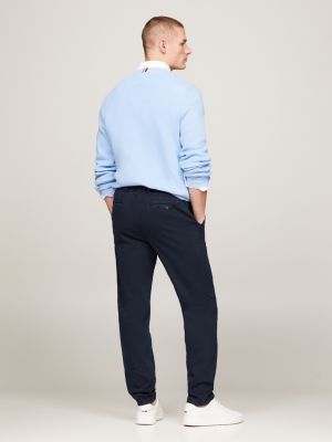 blauw harlem garment-dyed tapered chino van dobby voor heren - tommy hilfiger