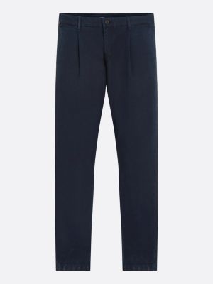 blauw harlem garment-dyed tapered chino van dobby voor heren - tommy hilfiger