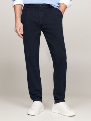 blue harlem garment-dyed tapered chino van dobby voor heren - tommy hilfiger