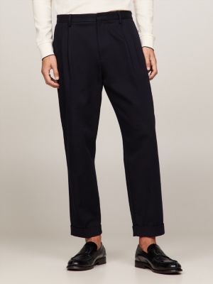 Pleated Tapered Fit Trousers | Blue | Tommy Hilfiger