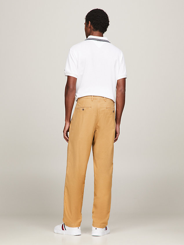 khaki garment dyed tapered chinos for men tommy hilfiger