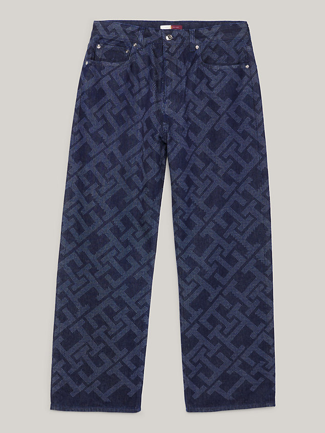 jeans regular fit con stemma e monogrammi blue da uomo tommy hilfiger