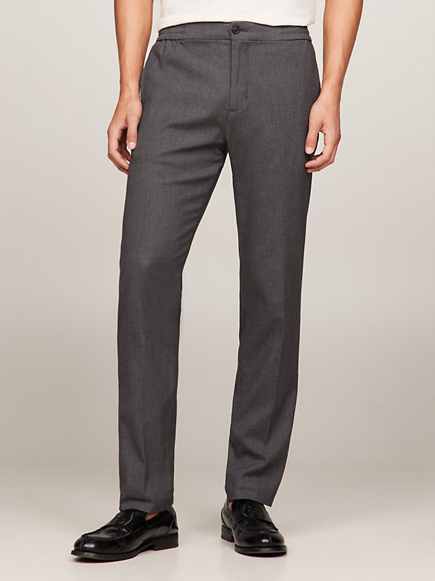 grey harlem bird's eye pattern tapered trousers for men tommy hilfiger