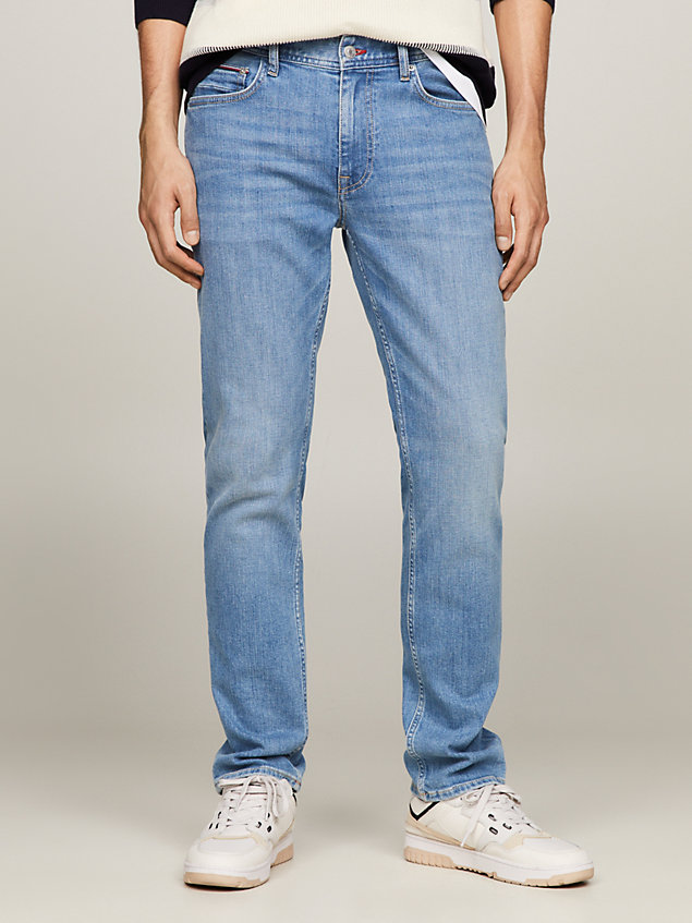 jeans denton straight fit aderenti scoloriti denim da uomini tommy hilfiger