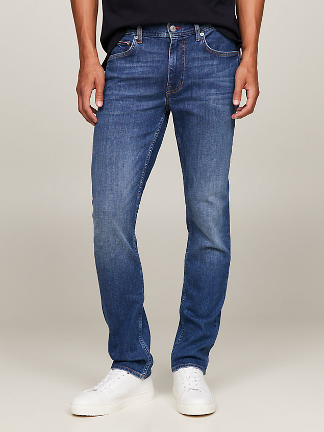 jeans denton straight fit aderenti sbiaditi denim da uomini tommy hilfiger