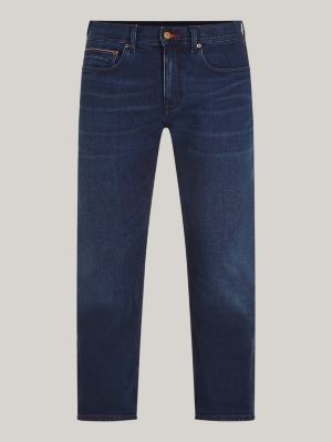 blau regular straight jeans mit fade-effekt für herren - tommy hilfiger