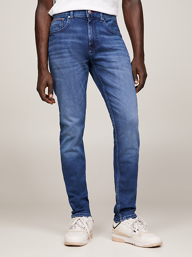denim znoszone jeansy houston ze zwężanymi nogawkami dla mężczyźni - tommy hilfiger