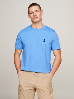 TH Monogram Rundhals-T-Shirt mit Stickerei Blau Hilfiger Tommy | 