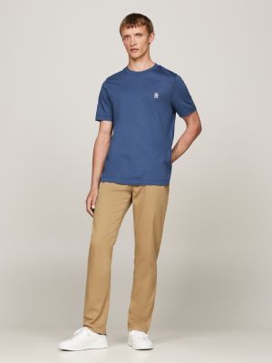 blue th monogram embroidery t-shirt for men tommy hilfiger