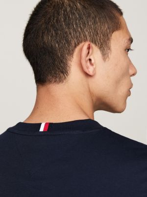 blau t-shirt mit aufgesticktem th-monogramm für herren - tommy hilfiger