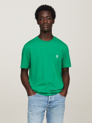 Super beliebt und 100 % Qualität garantiert! TH Monogram Tommy | Stickerei Grün mit Rundhals-T-Shirt | Hilfiger