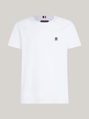 white th monogram embroidery t-shirt for men tommy hilfiger